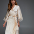 Kimono en dentelle de soie, Beige