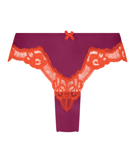 Slip brésilien Lace & Shine, Rose