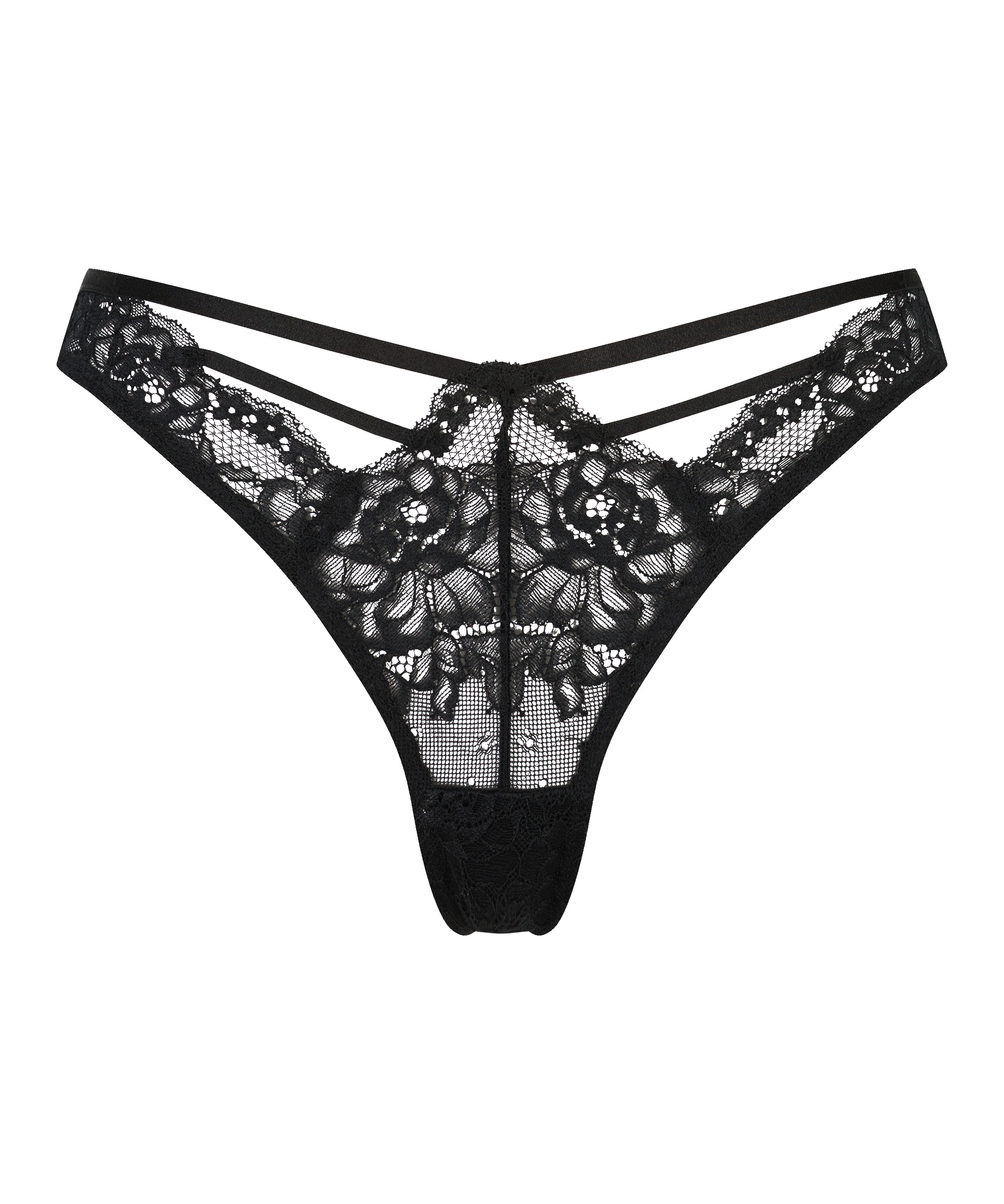 Slip brésilien échancré Clara, Noir, main