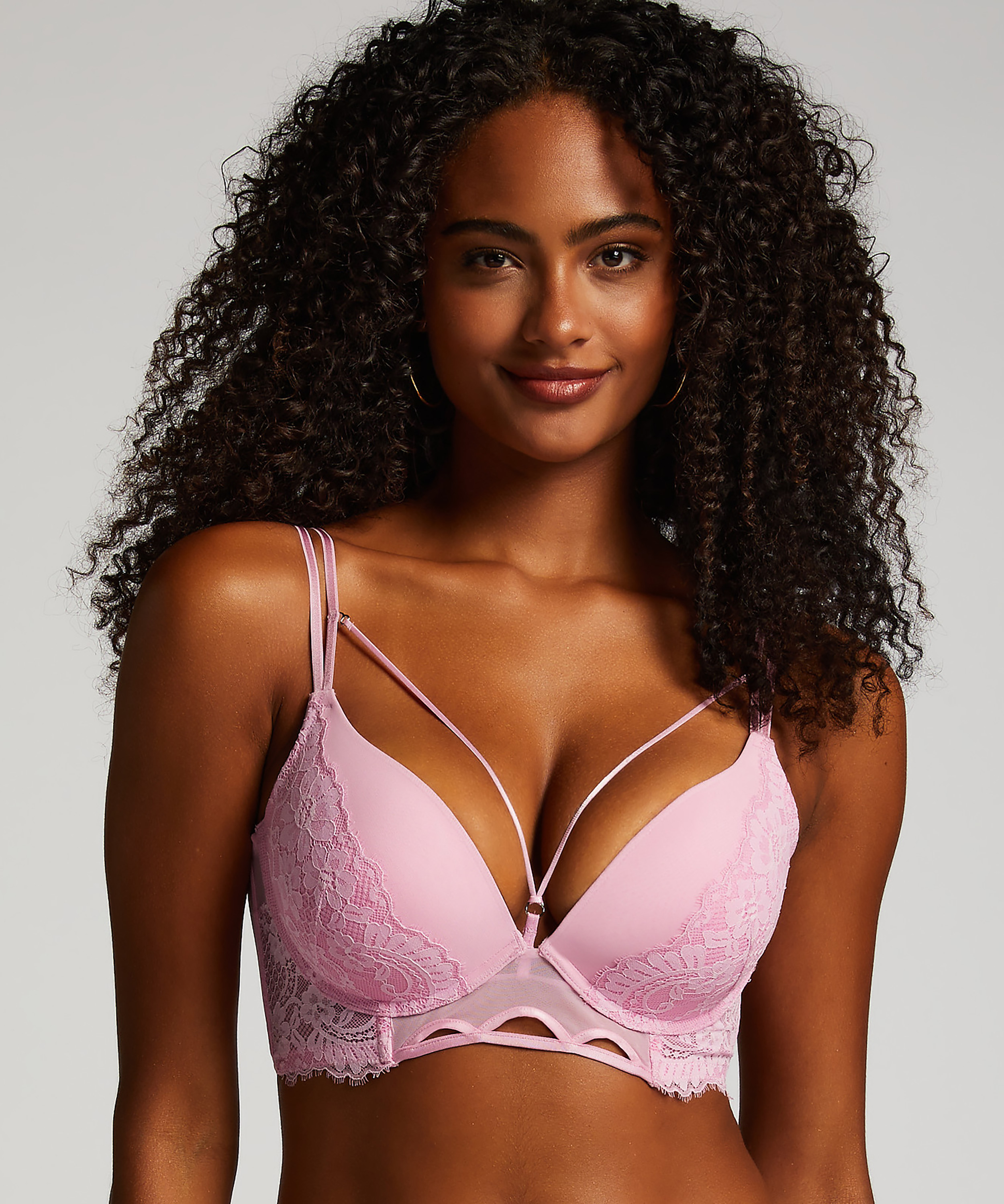 Soutien-gorge push-up à armatures préformé longline Lidia, Rose, main