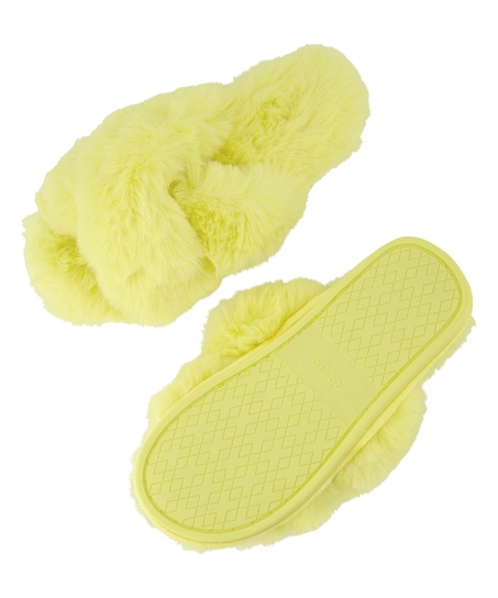 Pantoufles Fake Fur, Jaune
