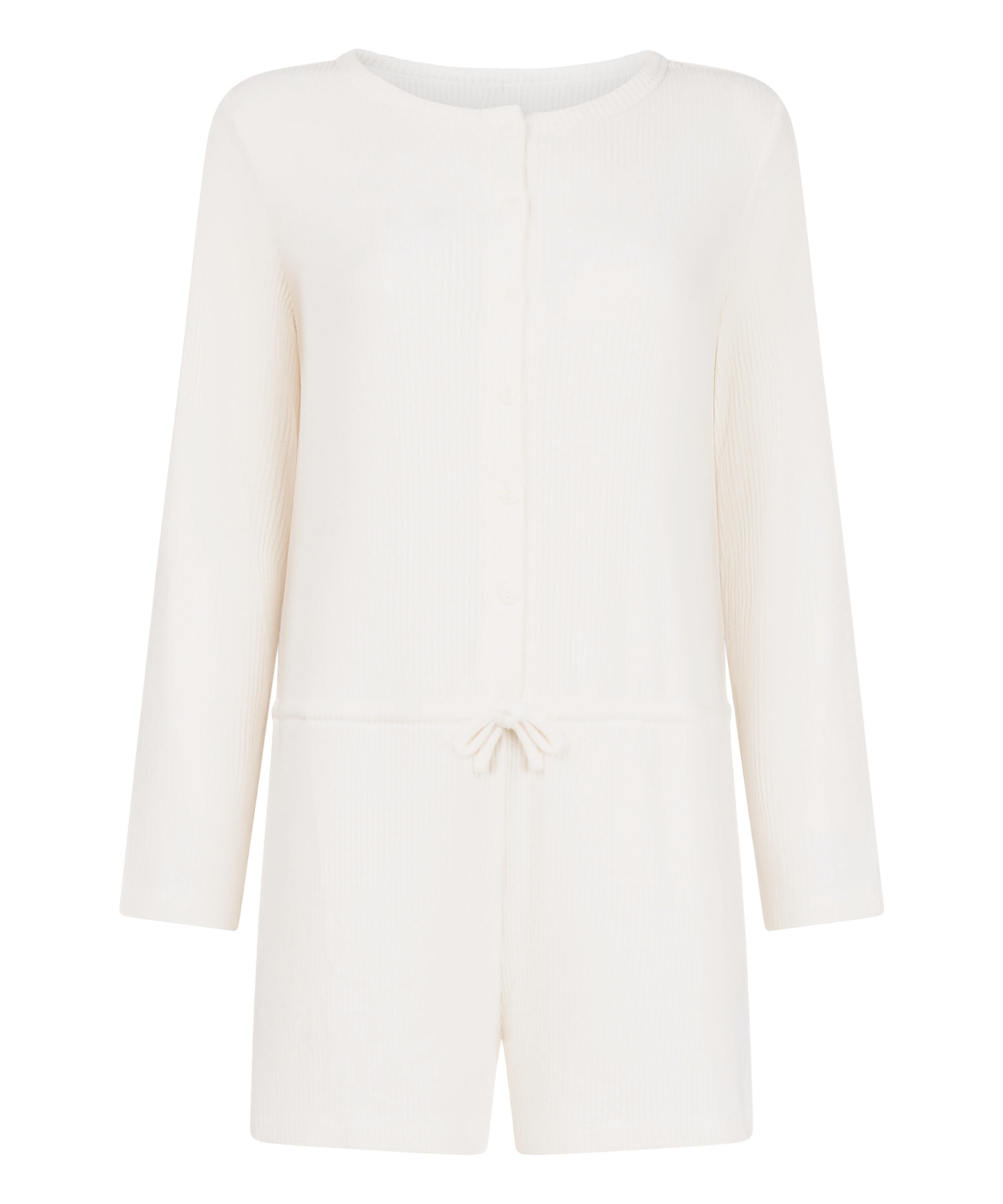 Combinaison de pyjama courte en jersey c&ocirc;tel&eacute;, Blanc