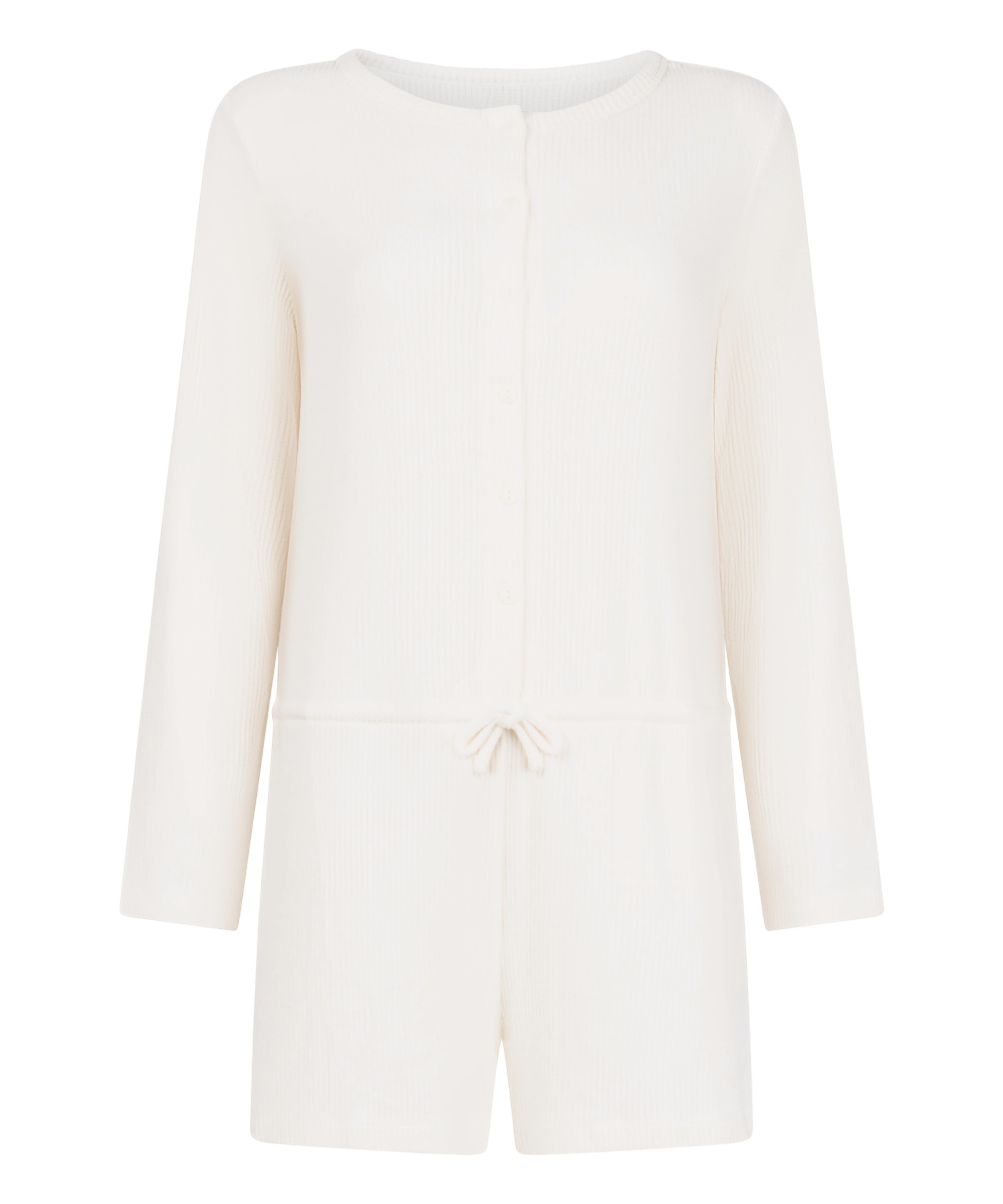 Combinaison de pyjama courte en jersey côtelé, Blanc, main