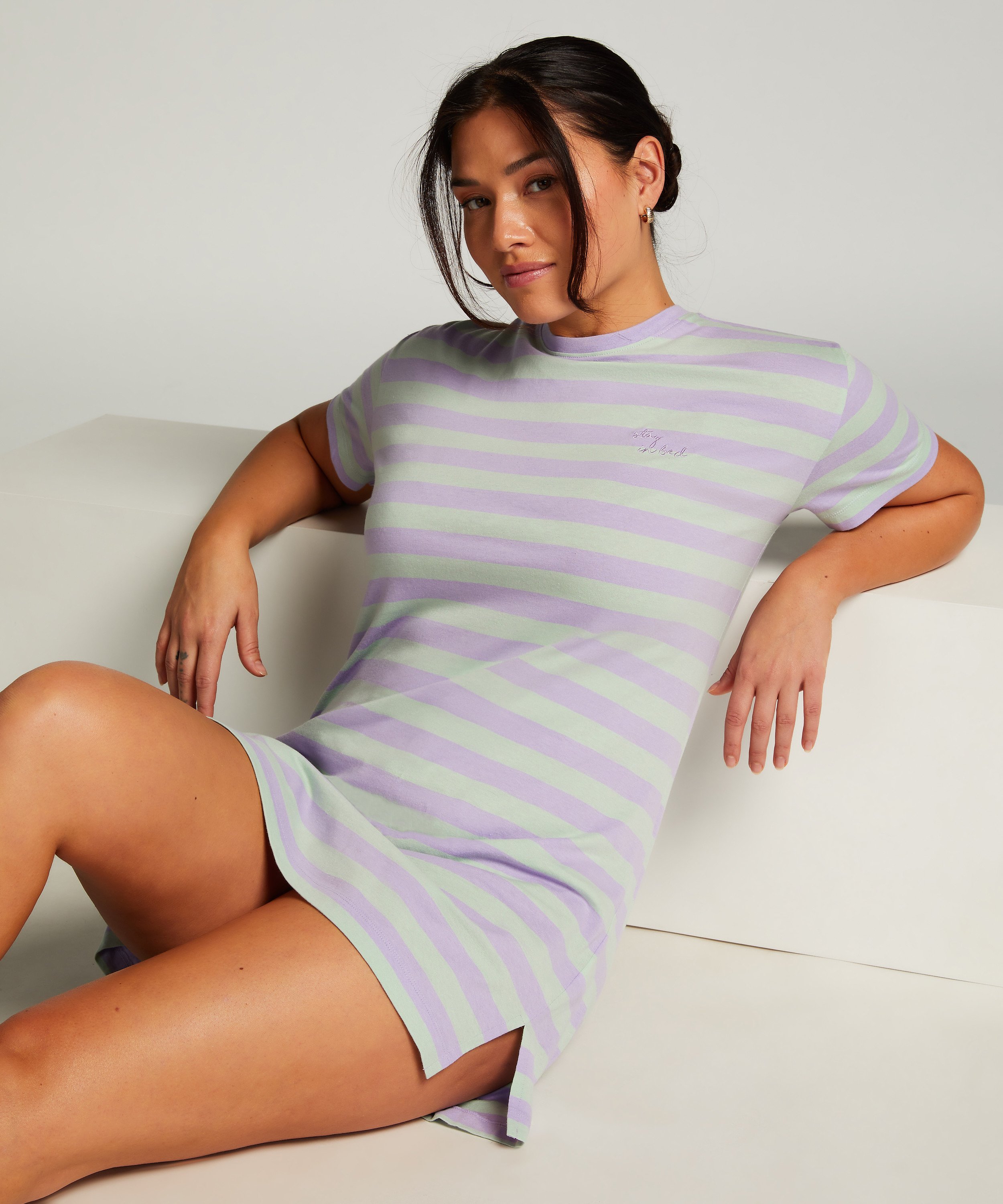 Chemise de nuit &agrave; col rond, Vert, main