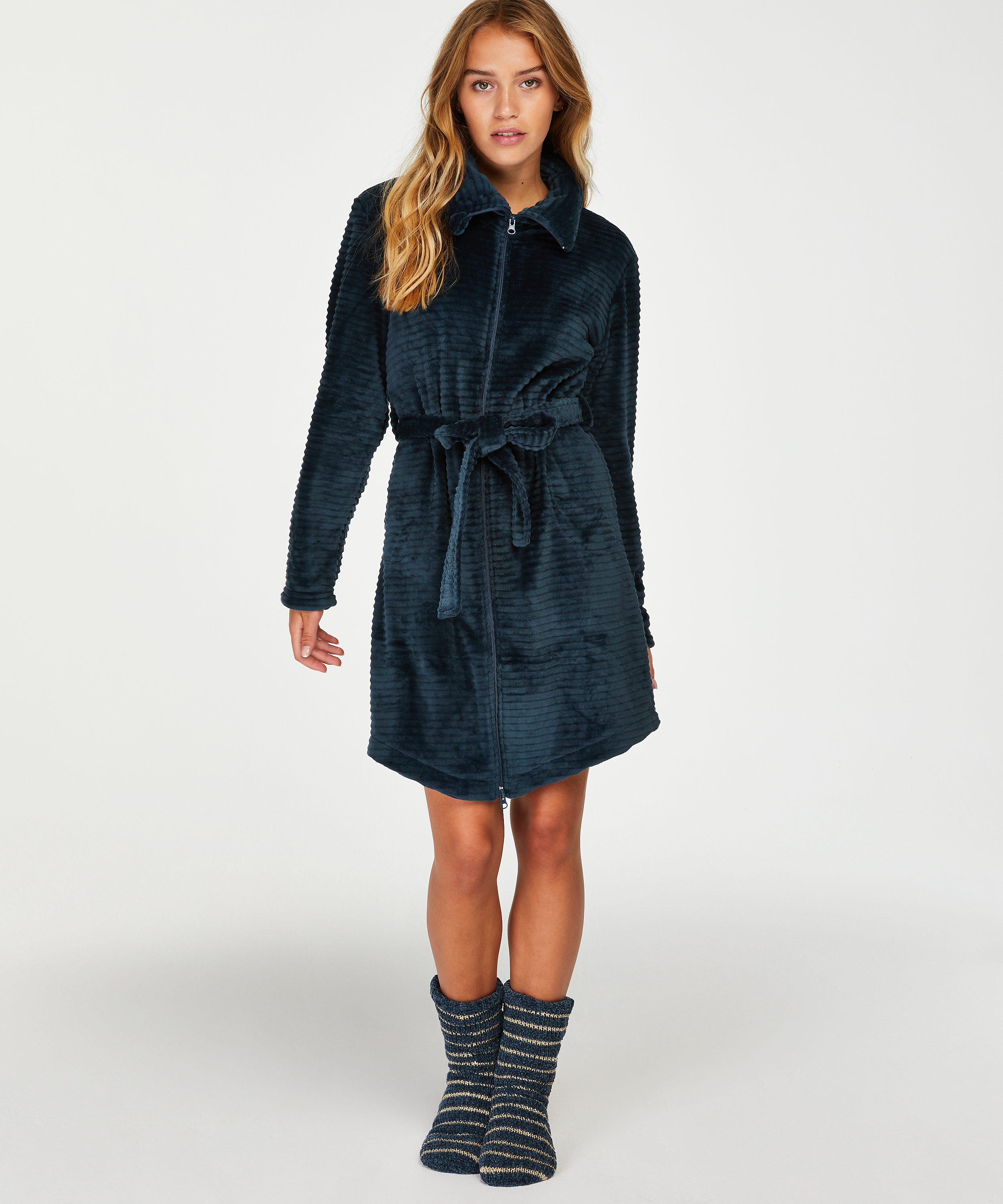 Chaussettes pour pantoufles, Bleu, main