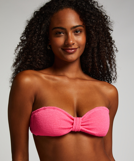 Haut de bikini bandeau Crinkle, Rose