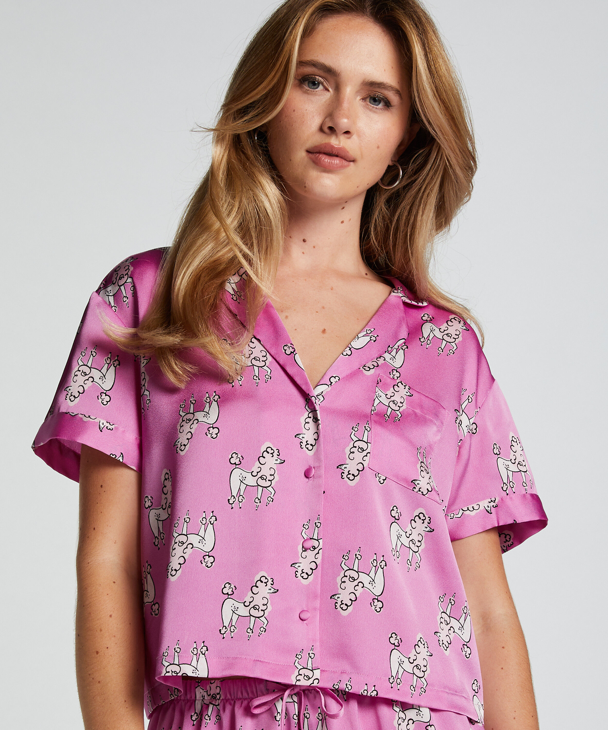 Veste à manches courtes en satin, Violet