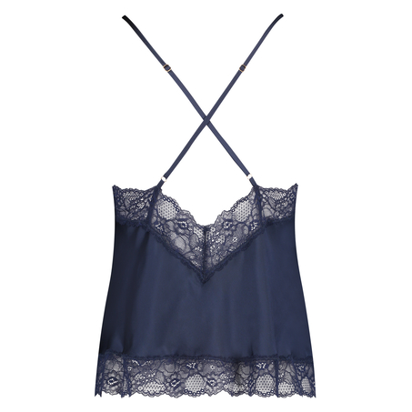 Haut de camisole Satin Dentelle, Bleu