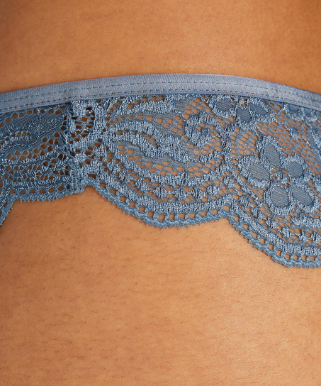 Slip brésilien jambe haute, Bleu