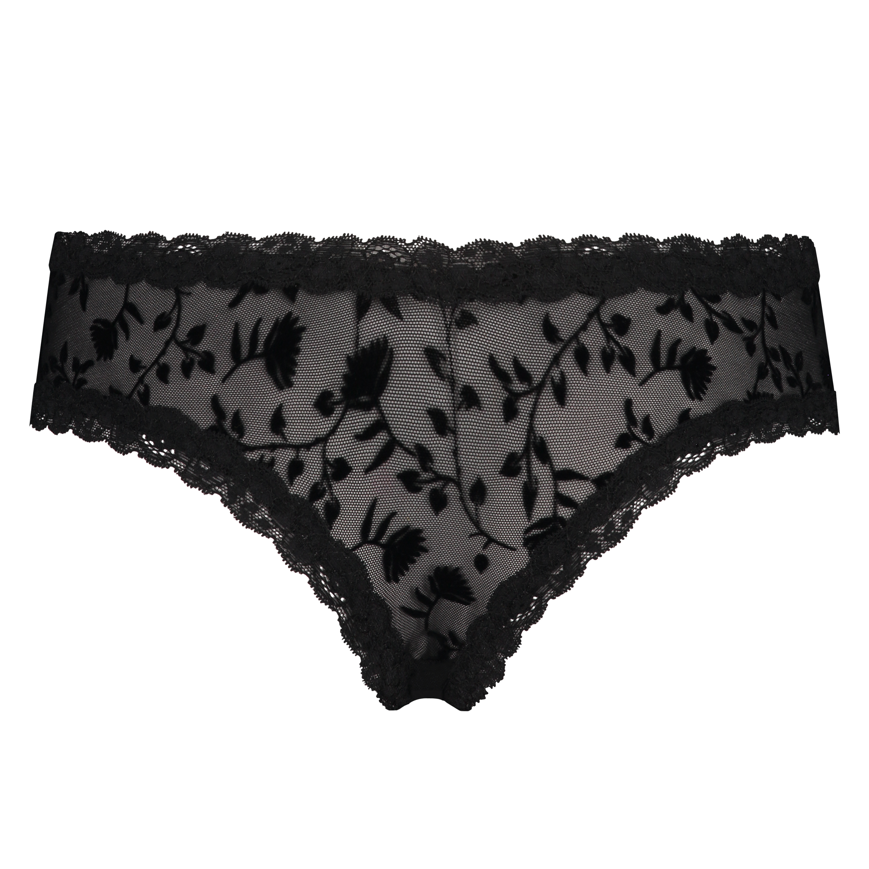 Slip br&eacute;silien en forme de V en maille, Noir, main