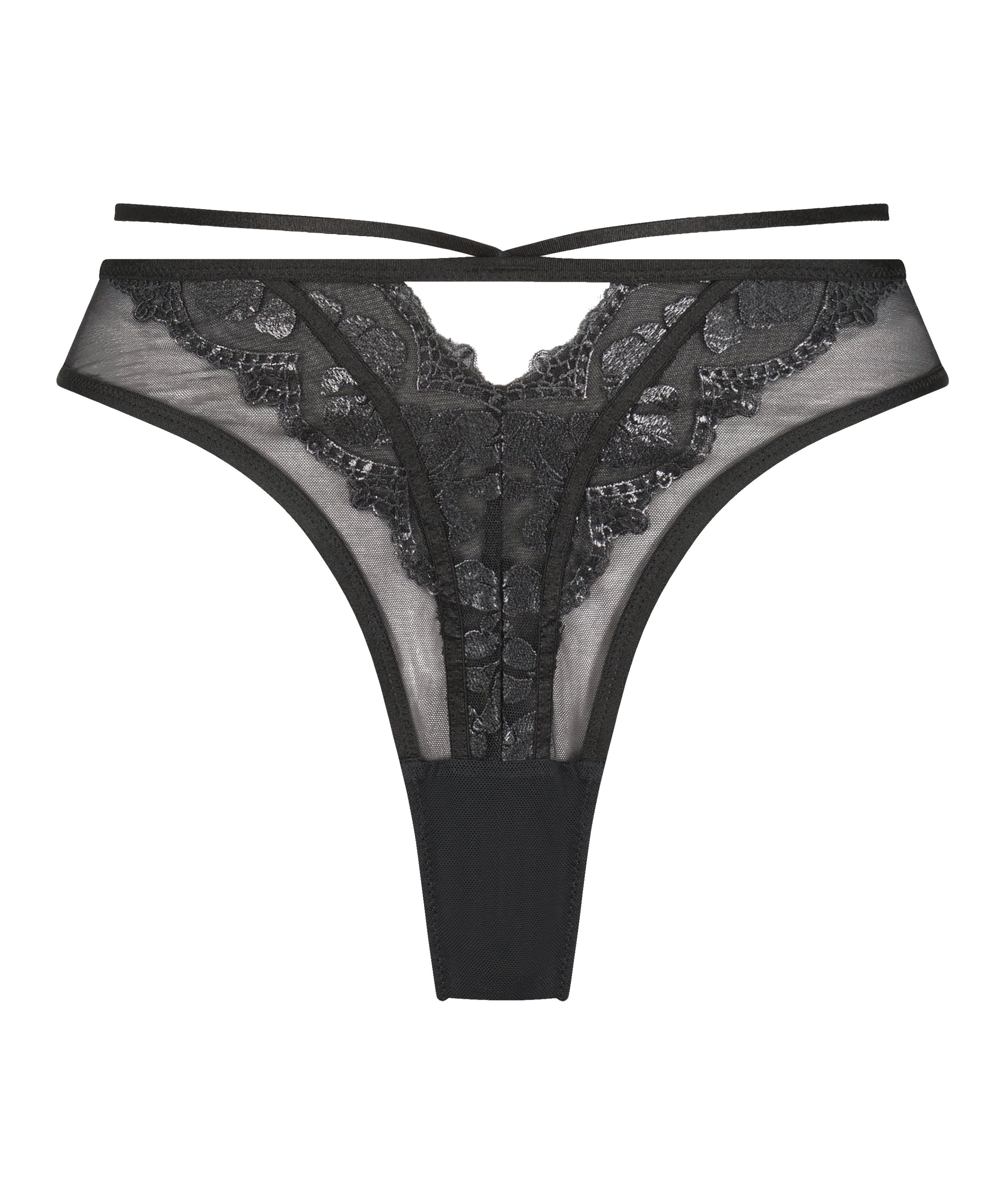 Slip brésilien taille haute Mila, Noir, main