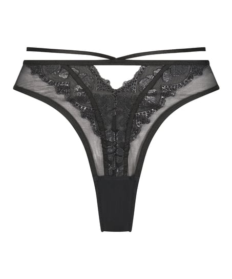 Slip brésilien taille haute Mila, Noir