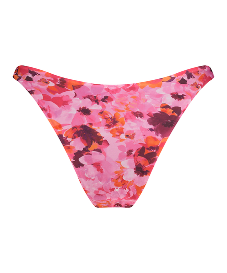 Slip de Bikini Échancrés Floral, Rose