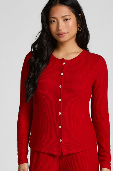 Hunkemöller Gilet en Jersey Côtelé Rouge