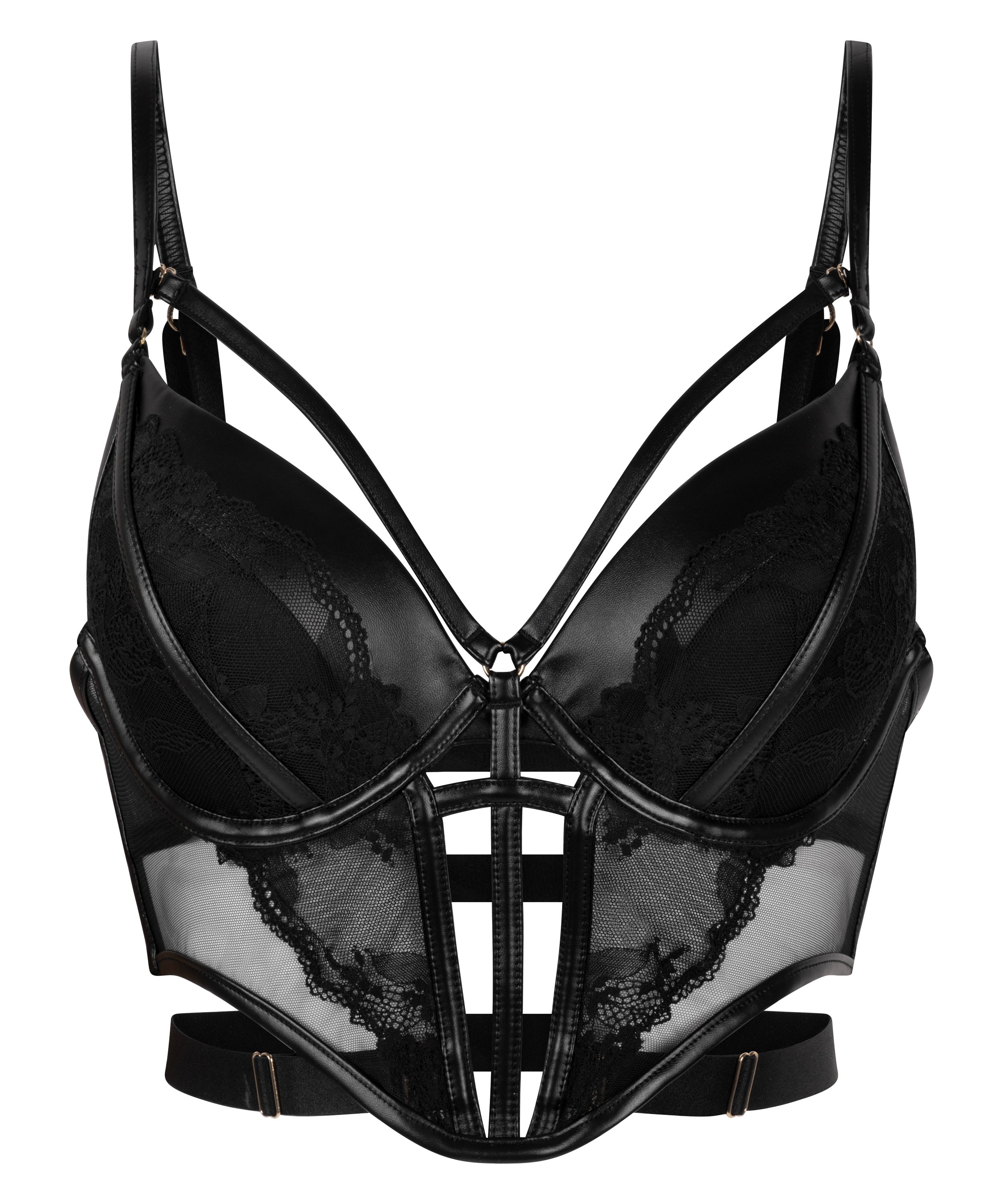 Soutien-gorge à armatures longline push-up préformé Nadia, Noir, main