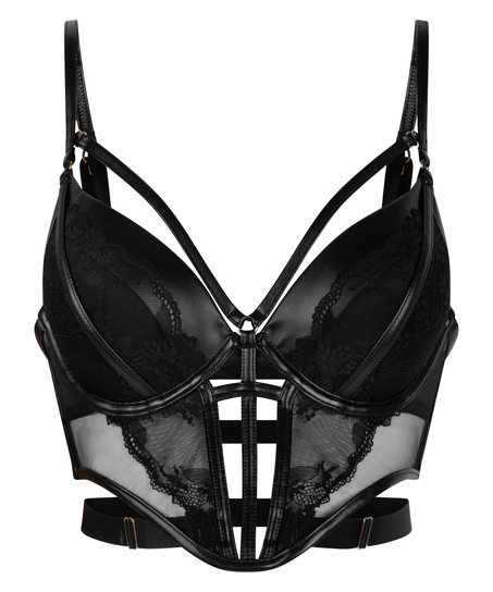 Soutien-gorge à armatures longline push-up préformé Nadia, Noir