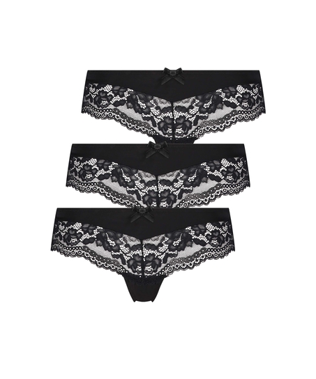 Lot de 3 shorts brésiliens Valencia, Noir