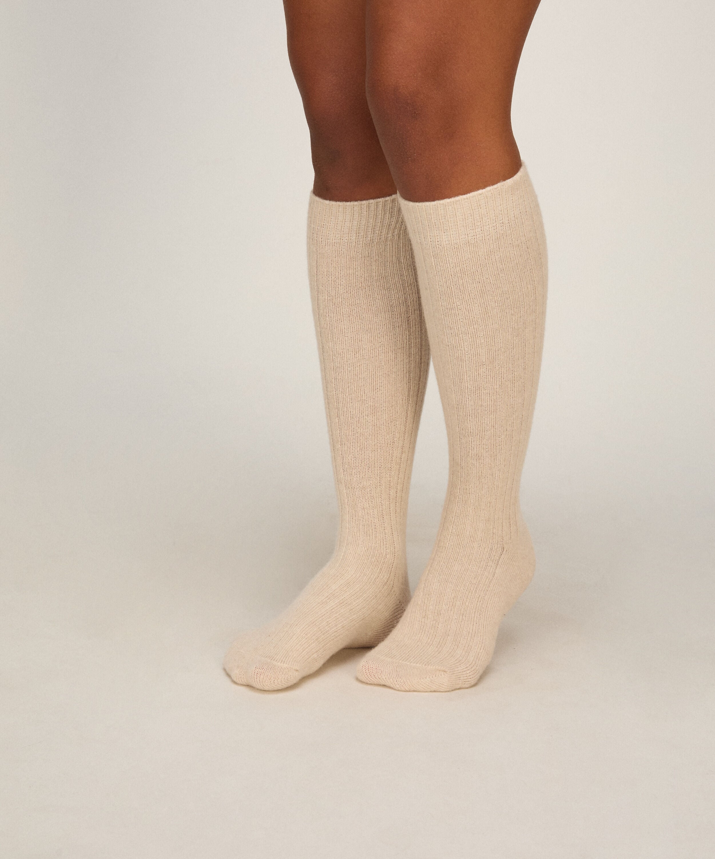 Chaussettes Mélangées Cachemire, Beige