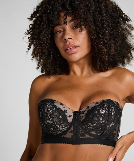 Soutien-gorge à armatures rembourré longline Lou, Noir