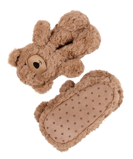 Chaussons Ours en Peluche, Beige
