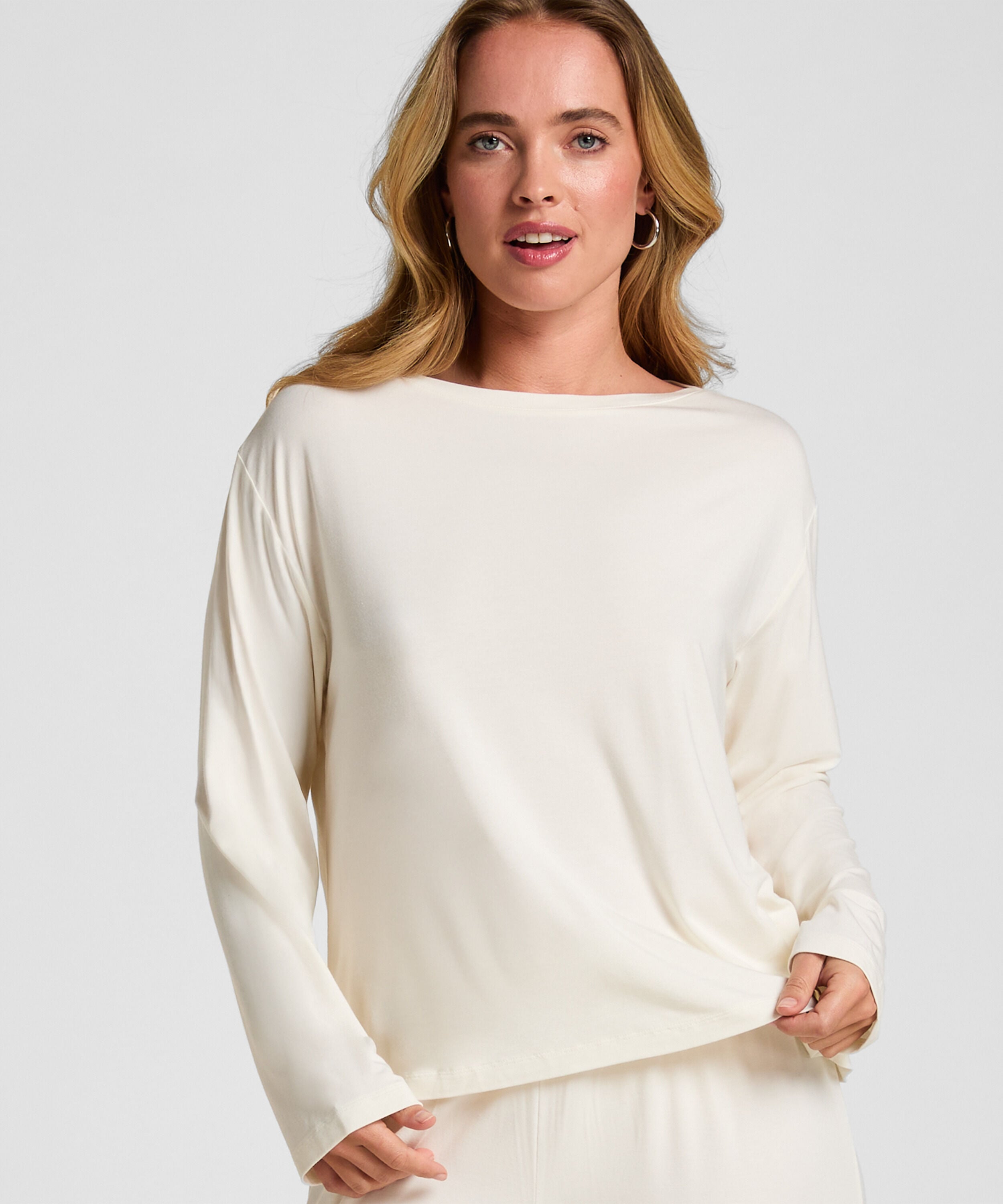 Haut de Pyjama Manches Longues Jersey, Blanc Haut de Pyjama Manches Longues Jersey, Blanc