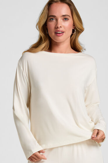 Hunkemöller Haut de Pyjama Manches Longues Jersey Blanc