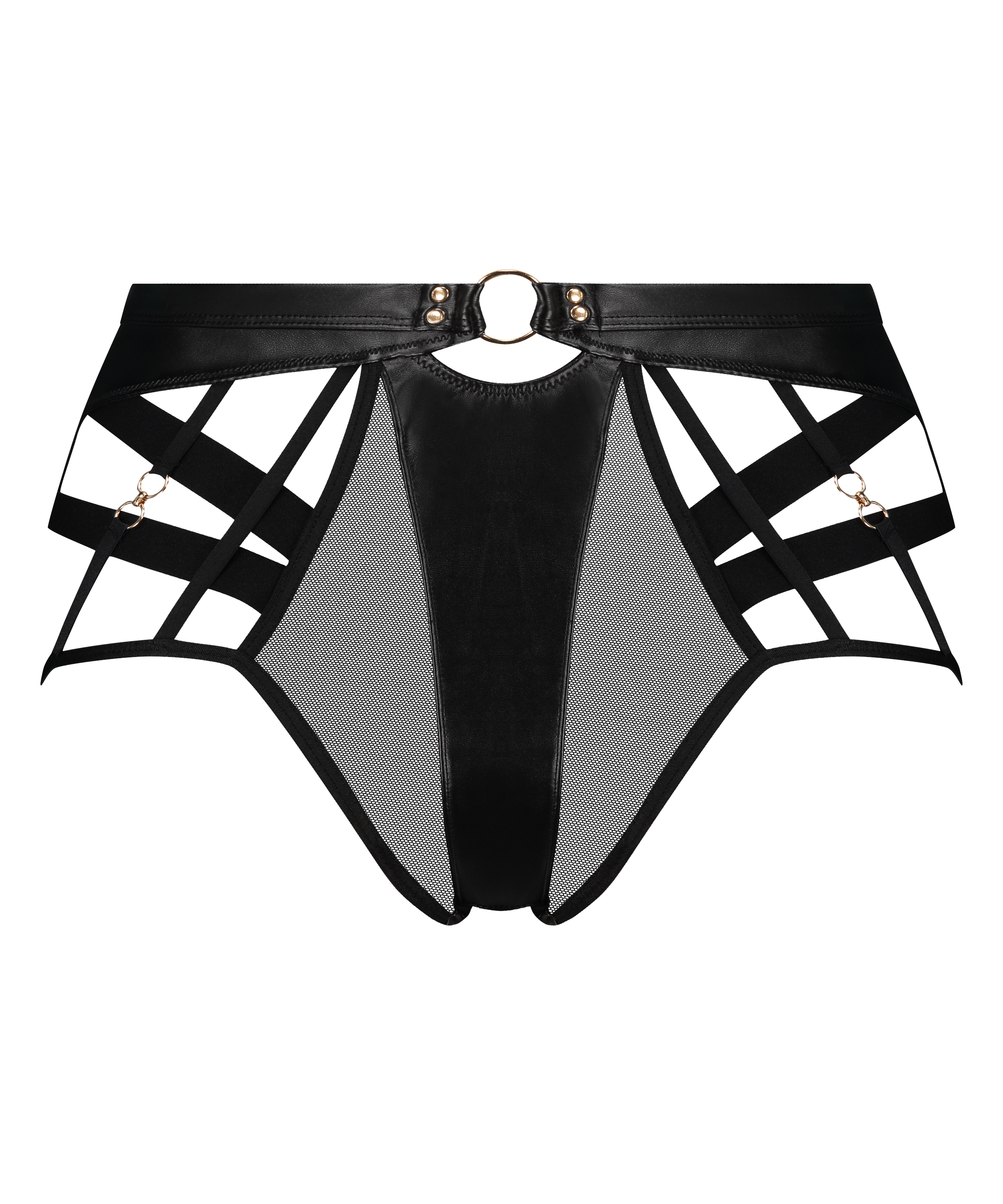 Slip brésilien jambe haute Faye, Noir, main