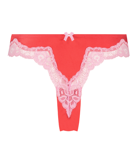 Slip br&eacute;silien Lace & Shine, Rouge