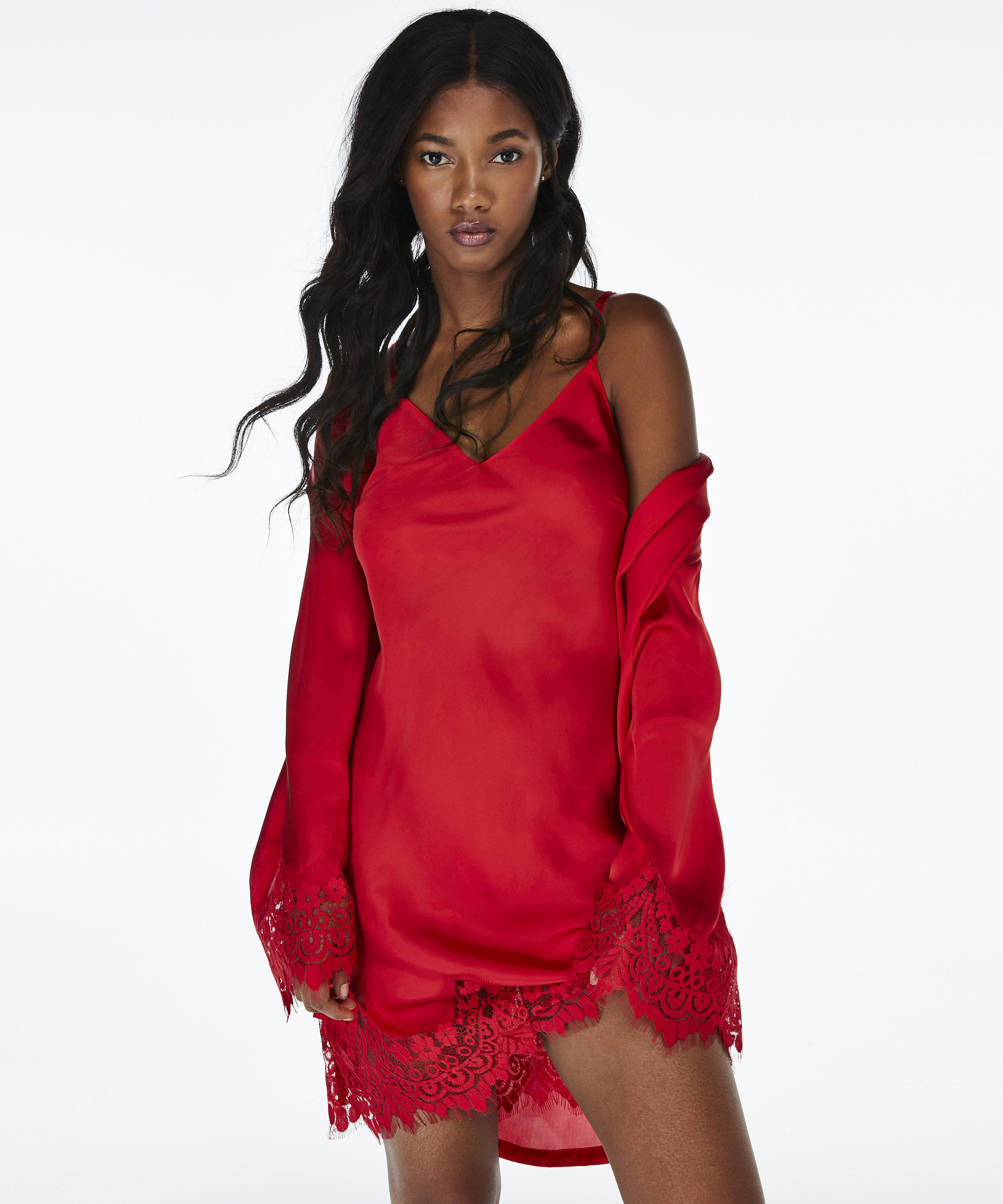 Nuisette Lace Satin, Rouge, main