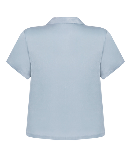 Veste à manches courtes en satin, Bleu