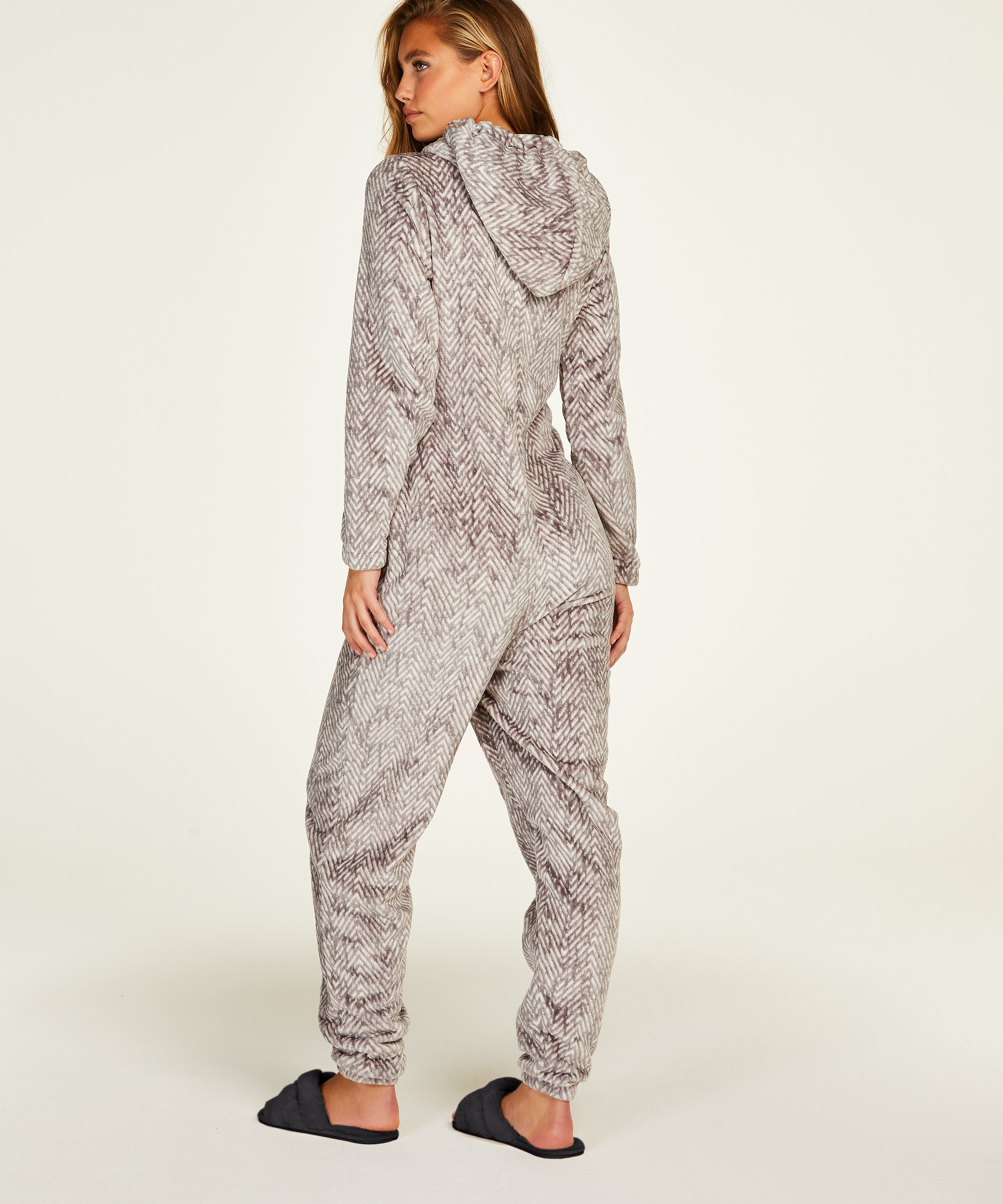 Onesie Flanelle Polaire, Gris, main