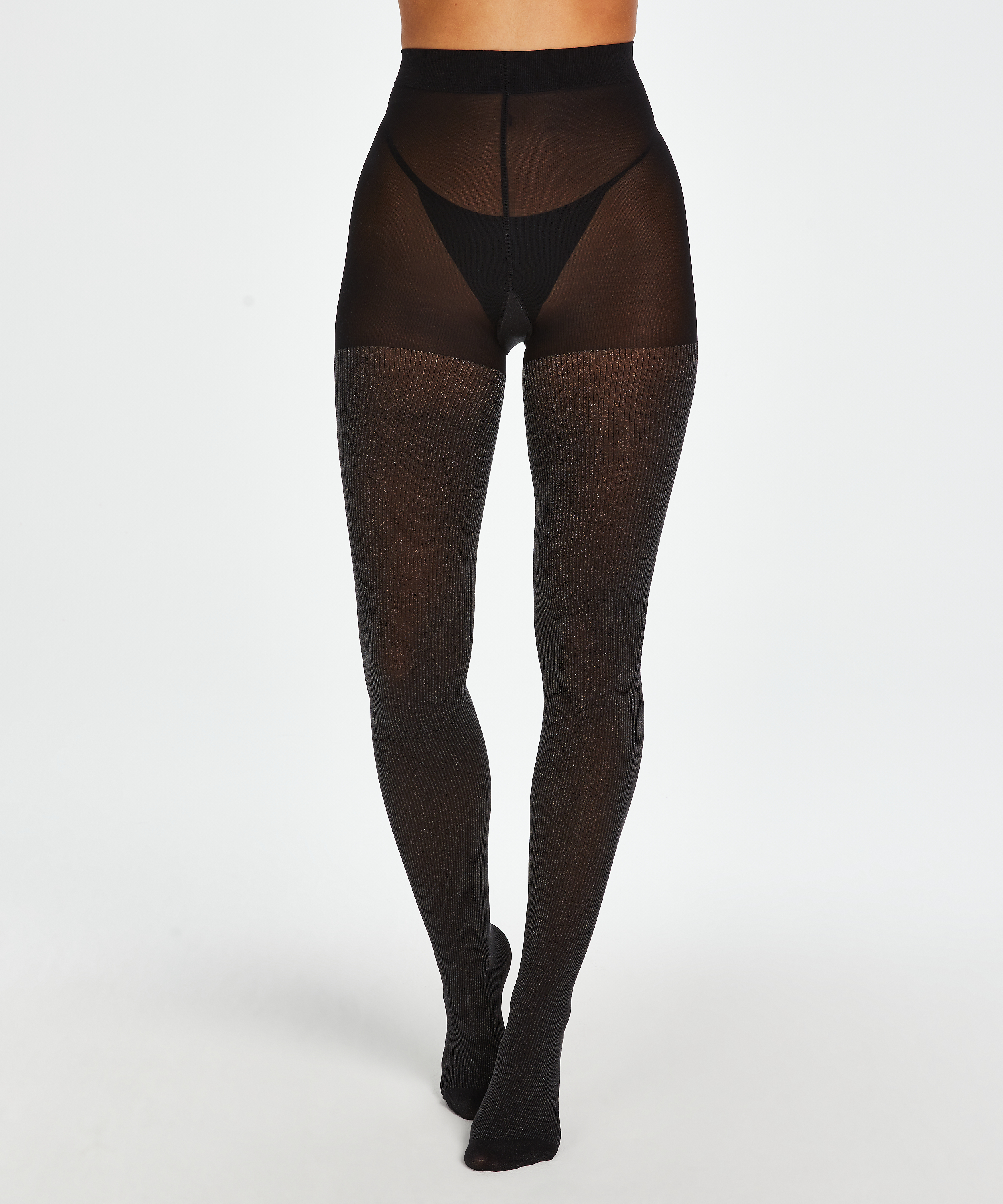 Collants 70 deniers Ribbed Lurex, Noir, main
