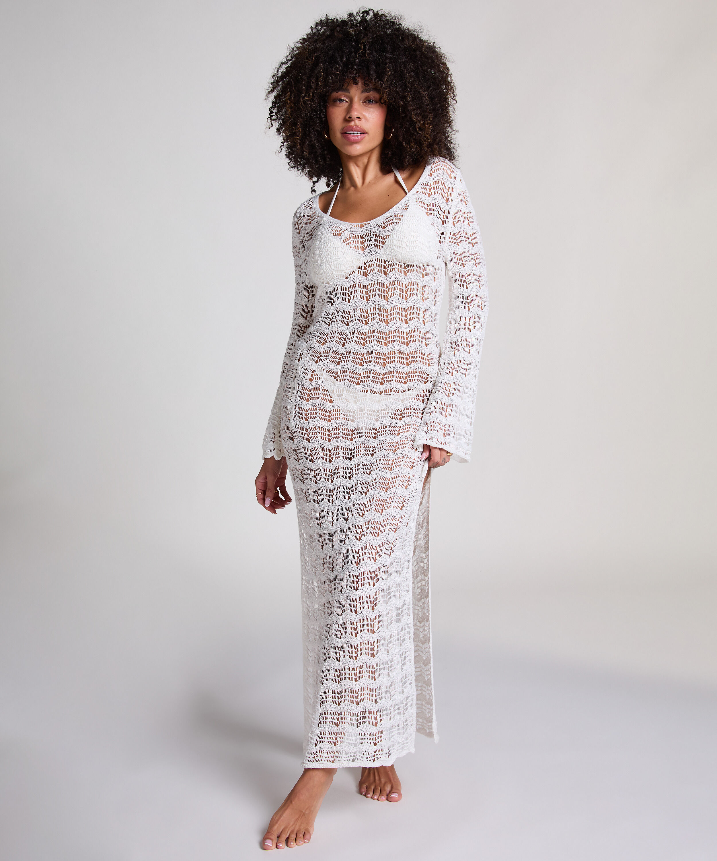 Robe maxi en crochet, Blanc