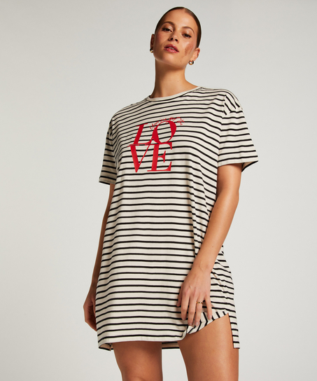 Chemise de nuit à col rond, Noir