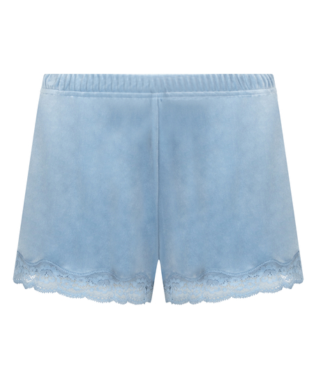 Short en velours à dentelle, Bleu