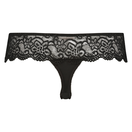 Boxer string Lace, Noir