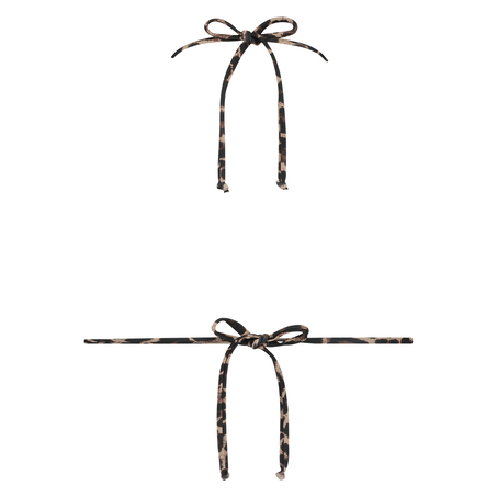 Top de bikini triangle mini Léopard, Marron