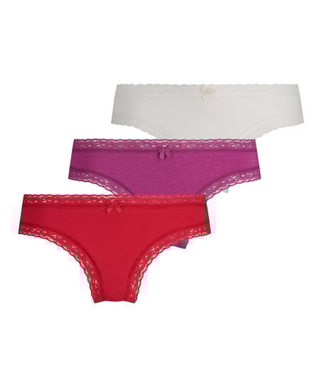 Lot de 3 slips brésilien Classics, Rouge