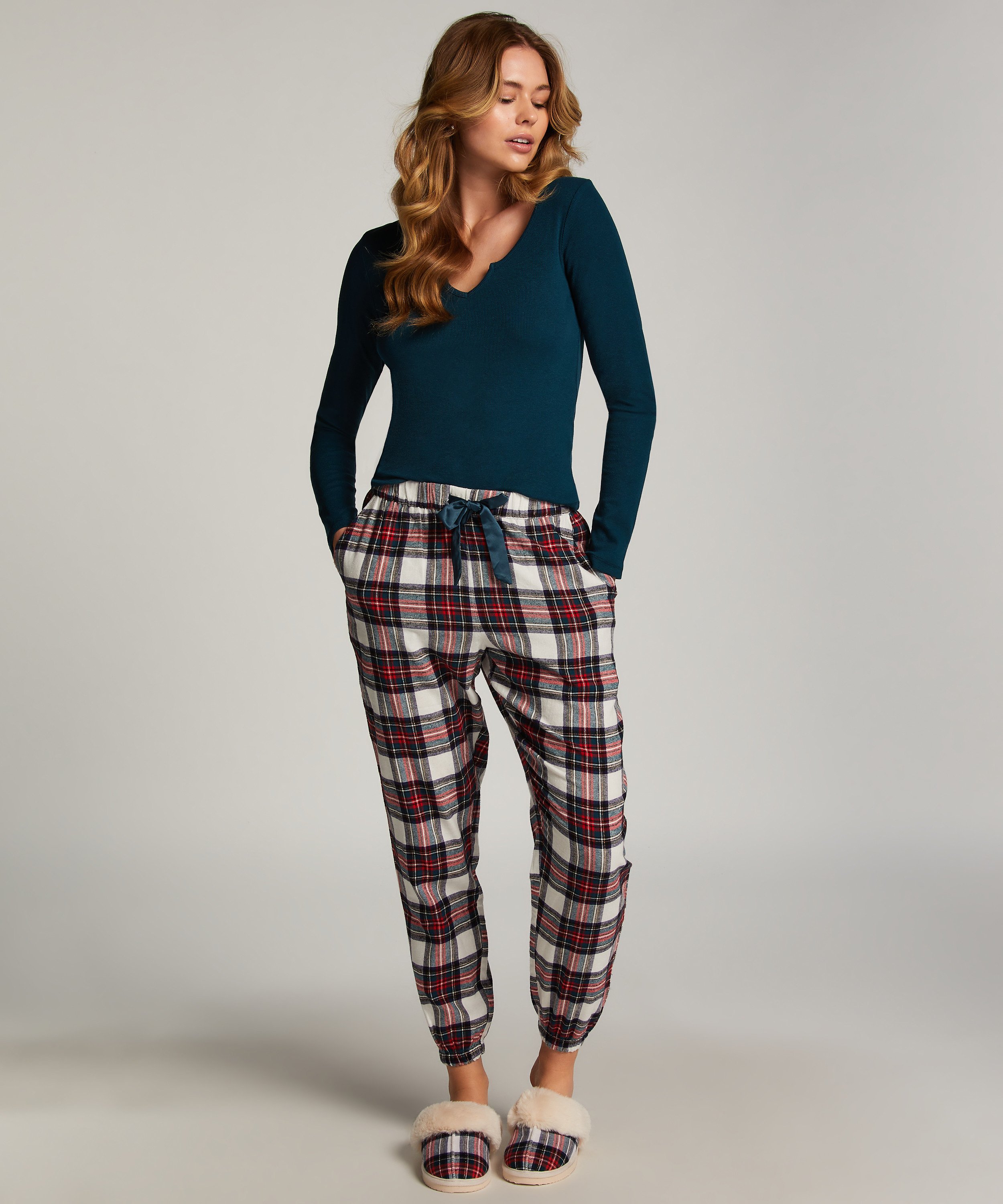 Pantalon de Pyjama Flanel, Blanc, main