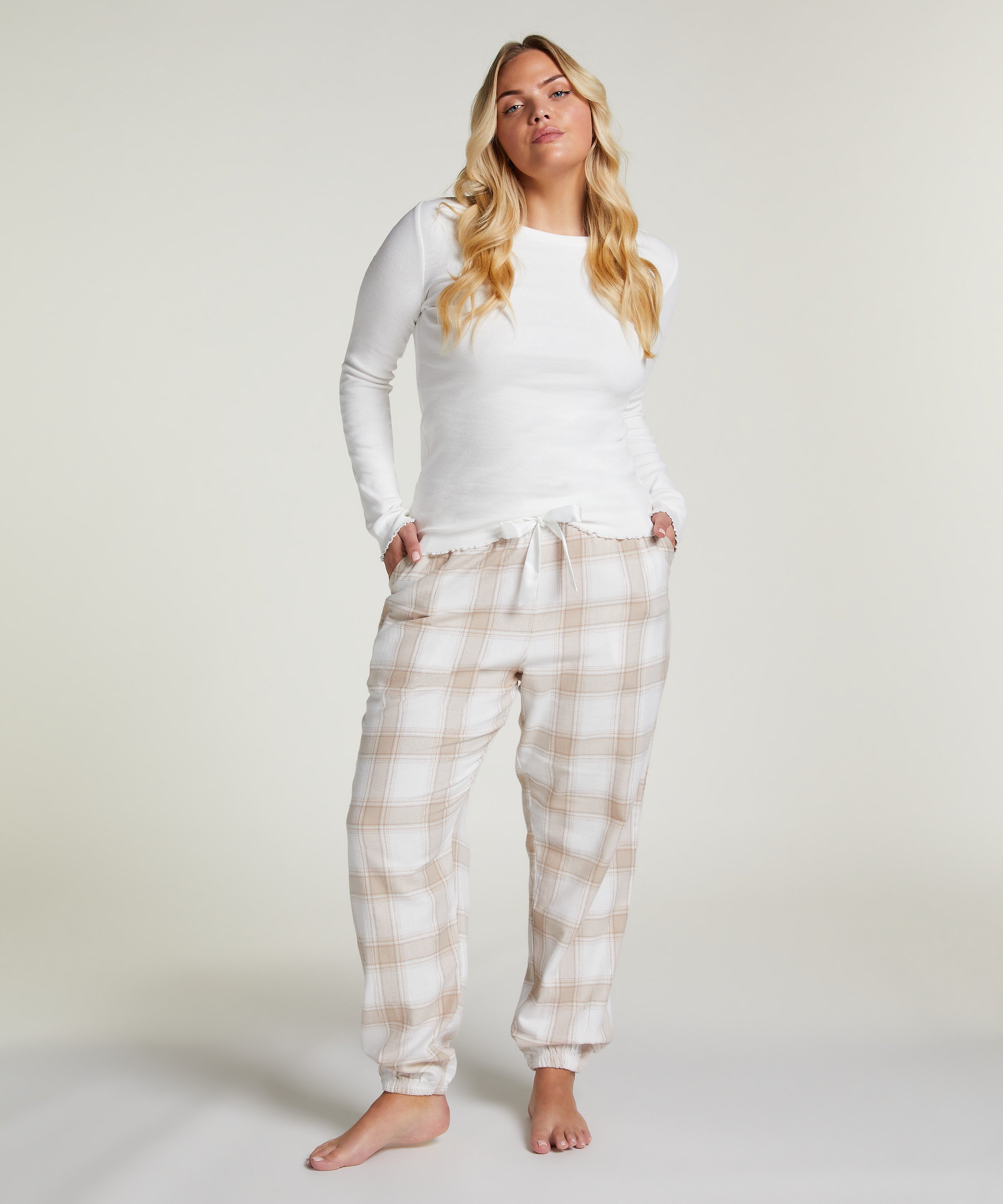Pantalon de Pyjama Flanel, Beige, main