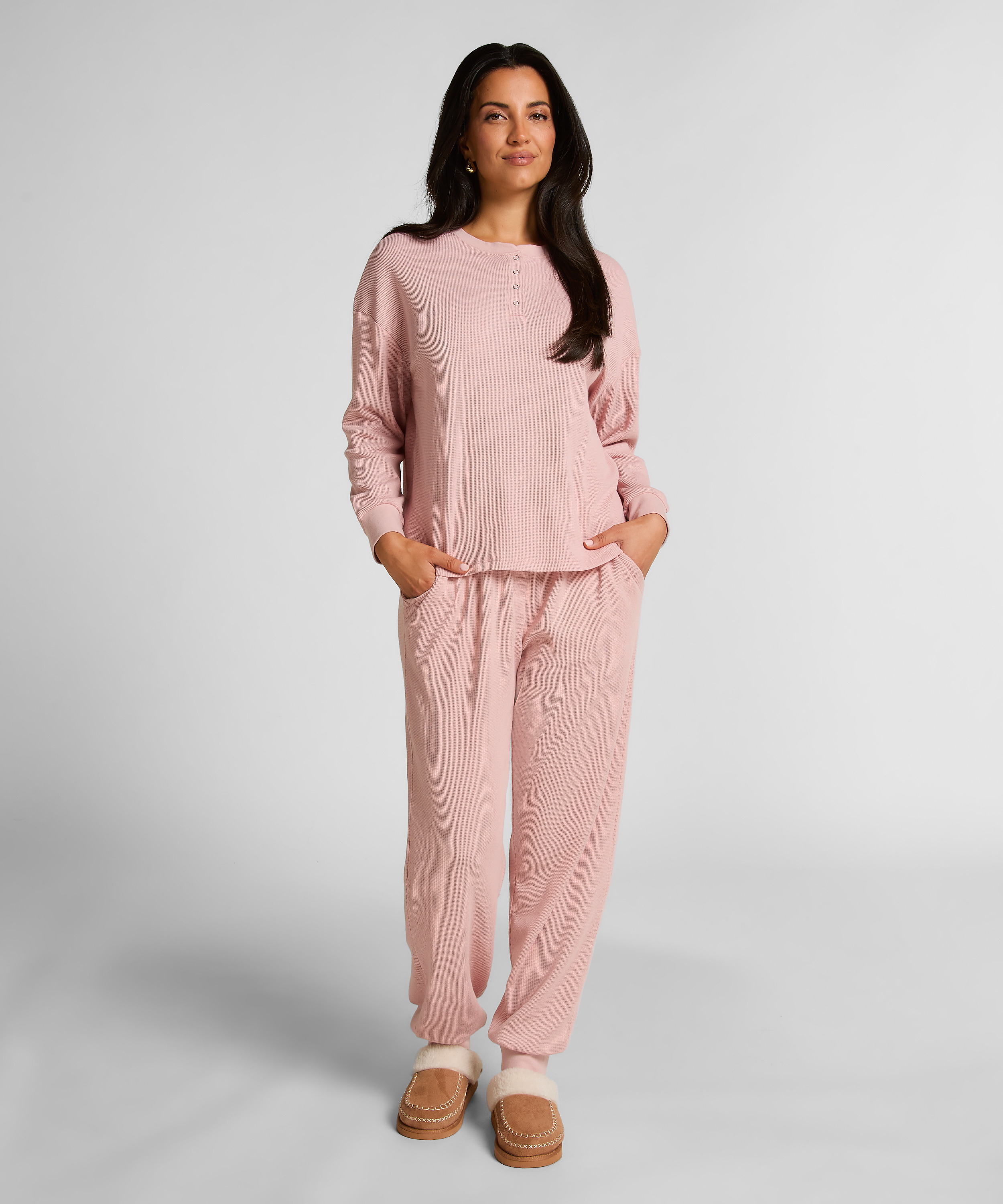 Haut gaufre Henley, Rose, main