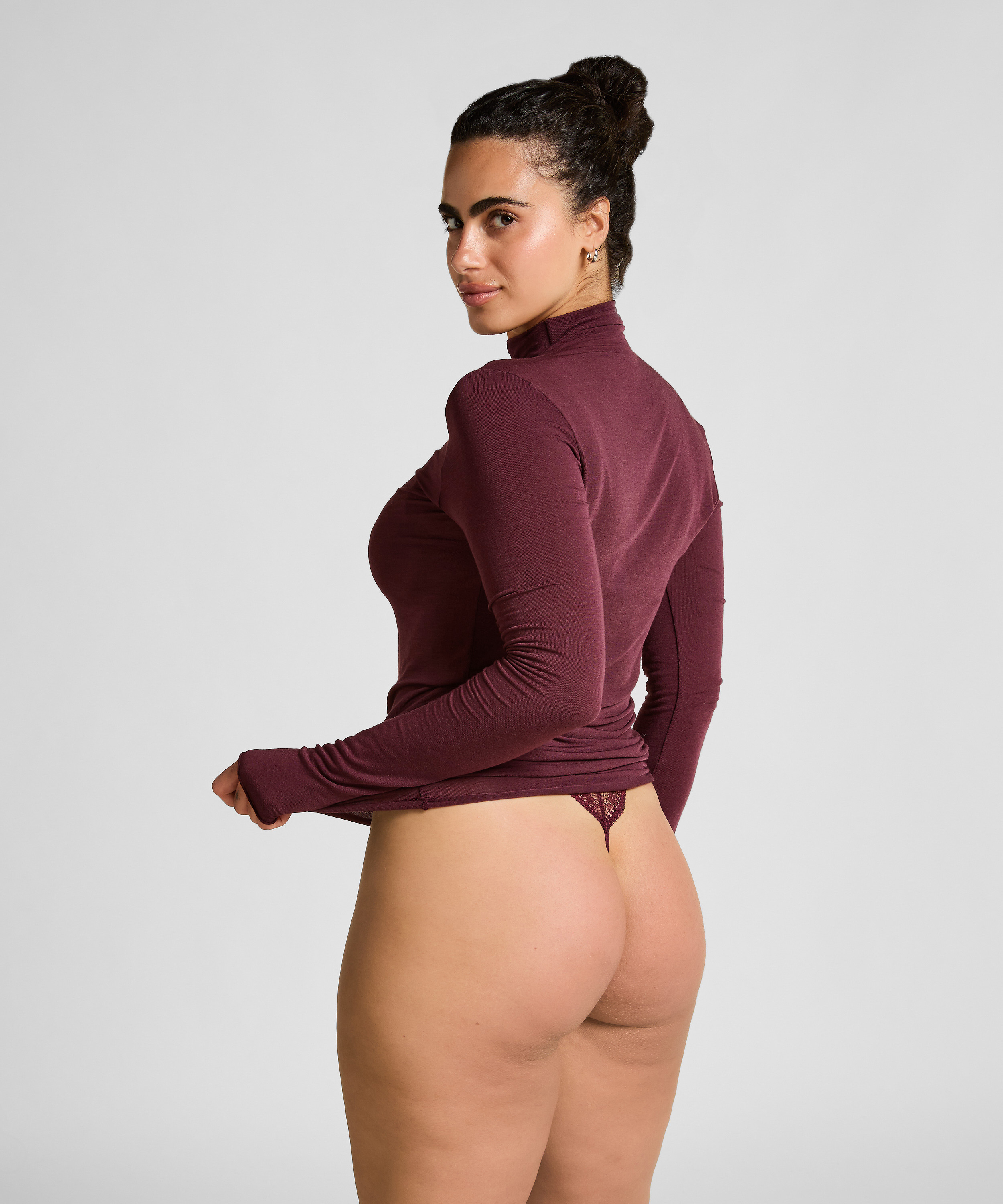 Haut avec cachemire à col roulé super soft, Violet, main