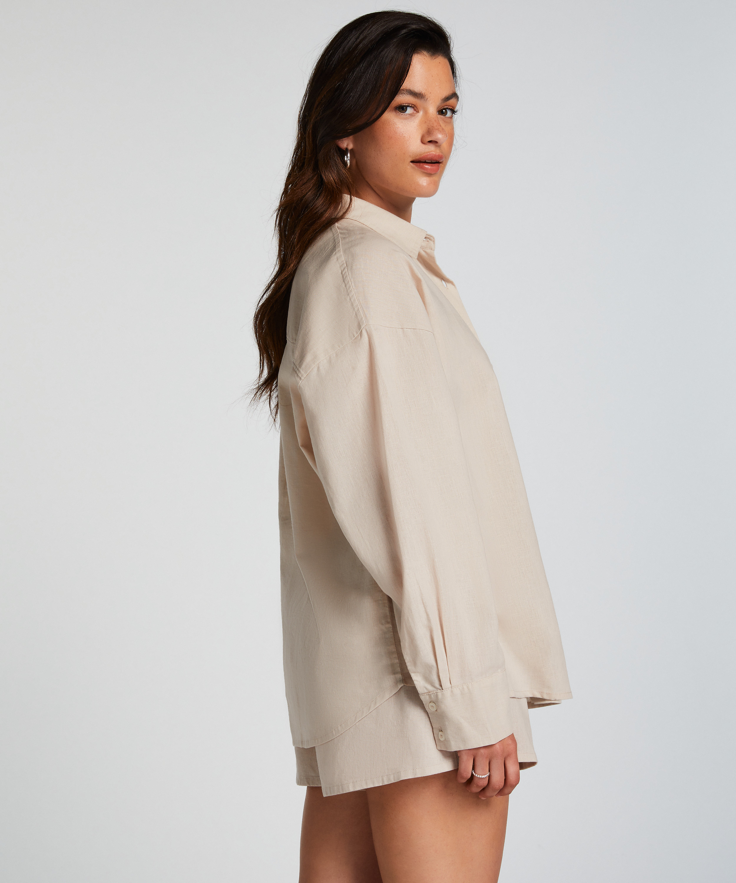Haut de pyjama Lin, Beige, main