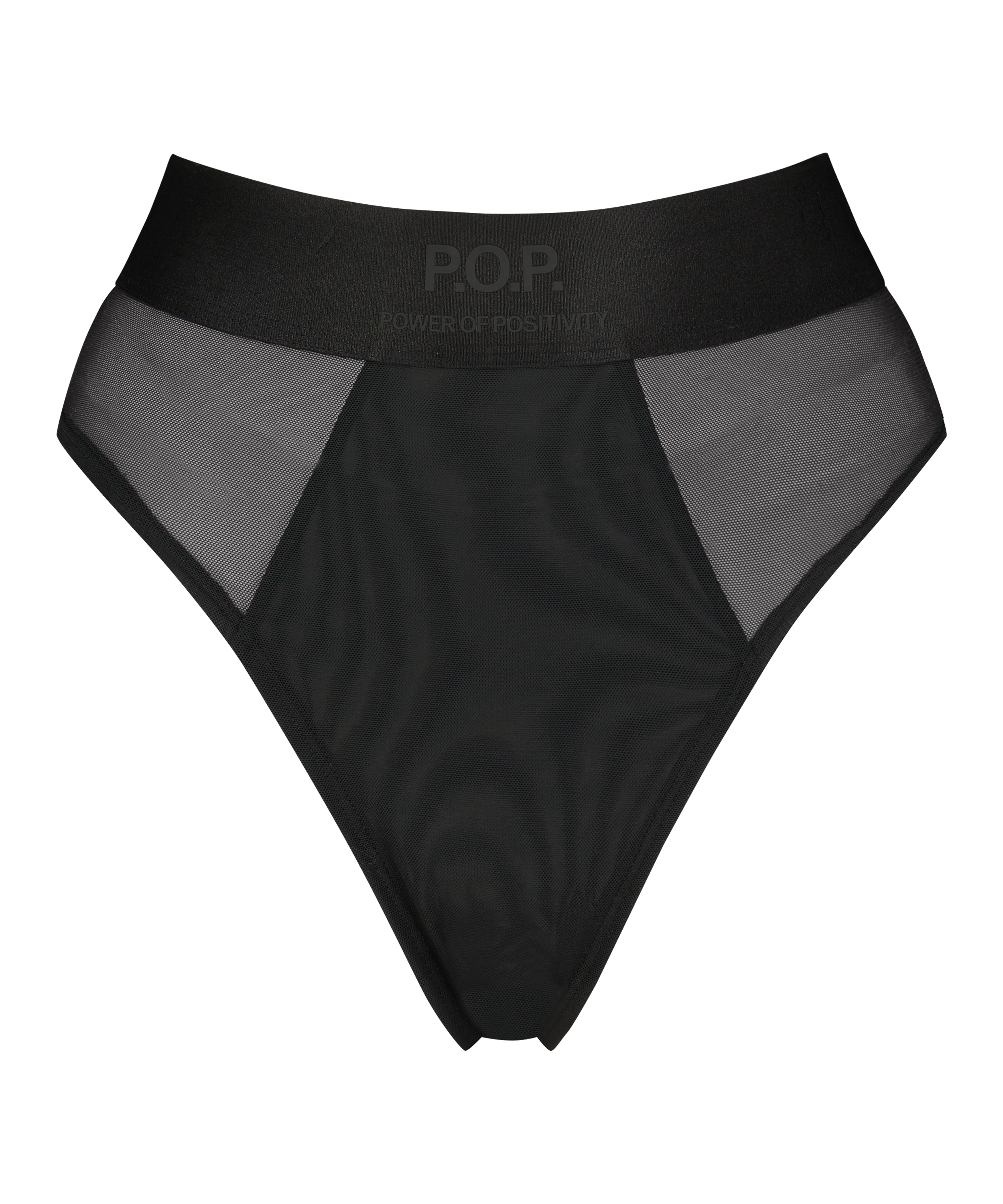 String brésilien à coupe haute Flexing, Noir, main