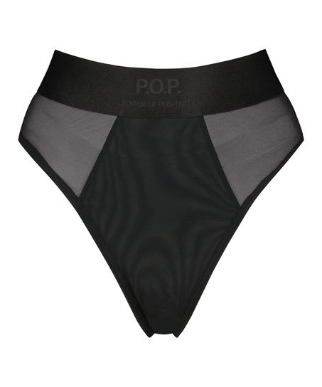 String brésilien à coupe haute Flexing, Noir