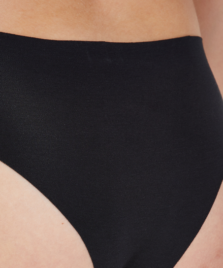 Slip brésilien invisible en coton, Noir