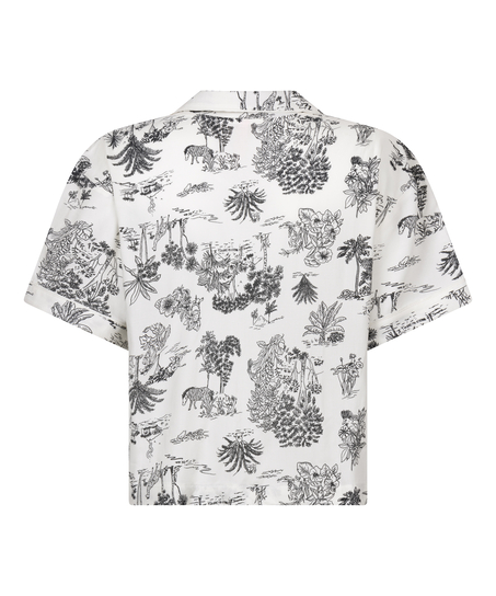 Veste tissée à manches courtes, Blanc