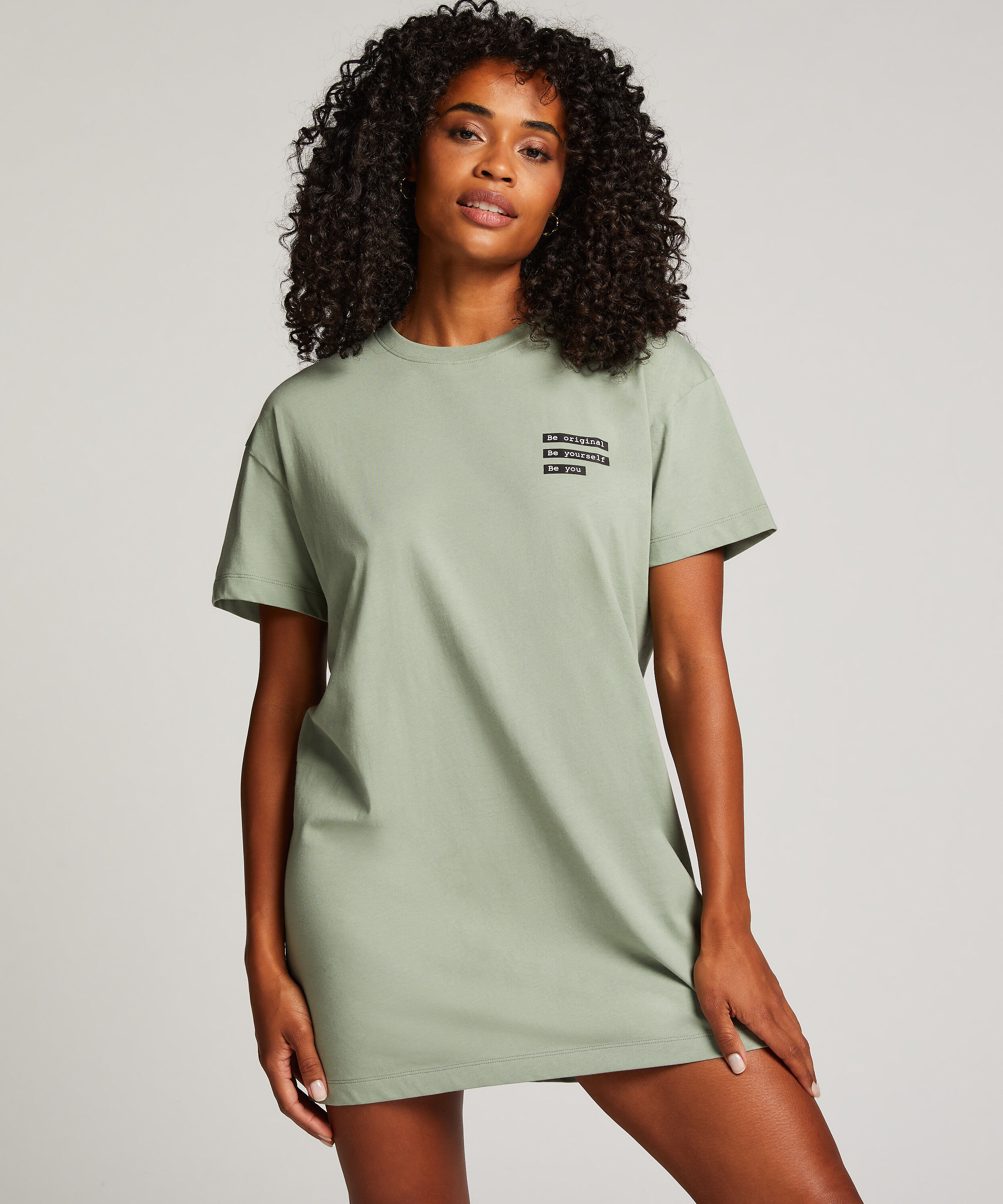 Chemise de nuit à col rond, Vert