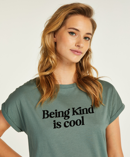 Chemise de nuit à col rond, Vert