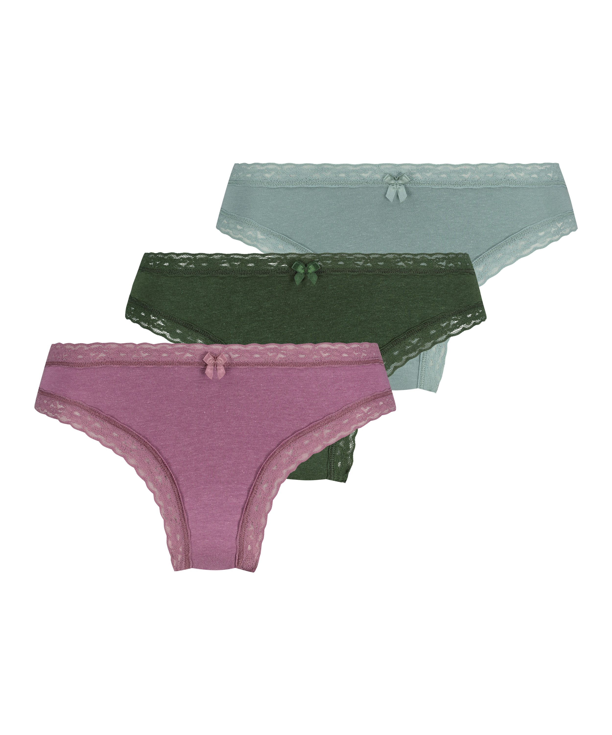 Lot de 3 slips brésilien Classics, Vert, main
